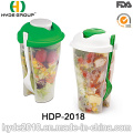 Tasse en plastique promotionnelle environnementale d&#39;agitateur de salade avec la fourchette (HDP-2018)